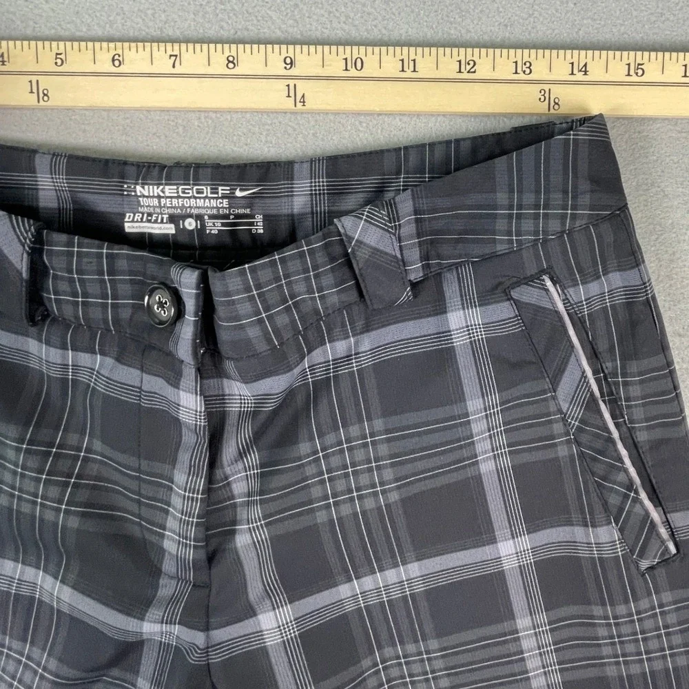 Nike Golf Pants Womens 6 Black Plaid Tour Performance Dri-FIT Straight Trousers